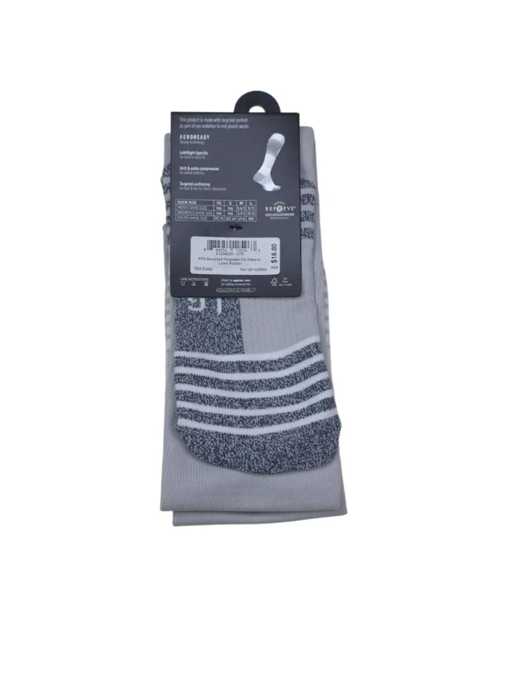 Adidas Soccer Team Speed Socks Large Aeroready Compression Wicking Gray